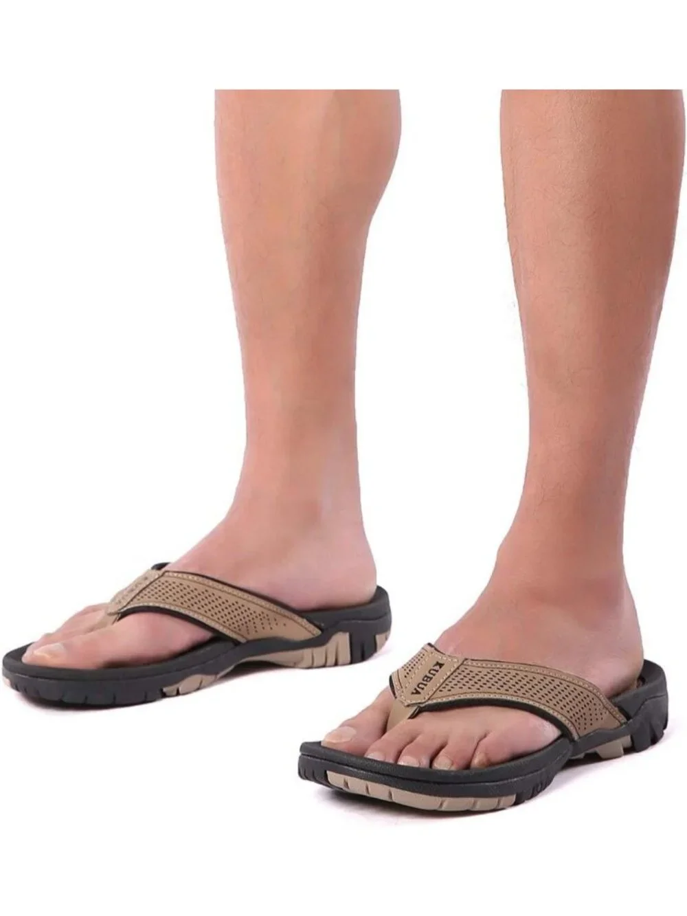 Men's Khaki Beach Flip-Flops Water Casual Outdoor Athletic Thong Sandal Slipper